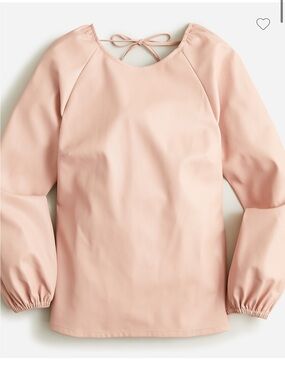 J.Crew faux leather puff-sleeve open-back top pink blouse size 2
